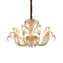 Lustre contemporain moderne à 8 lumières en verre avec abat-jour en verre