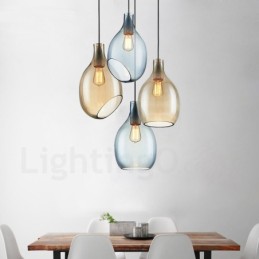 Suspension contemporaine moderne à 1 lumière en verre avec abat-jour en verre