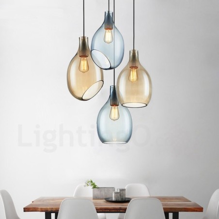 Suspension contemporaine moderne à 1 lumière en verre avec abat-jour en verre Suspension contemporaine moderne à 1 lumière en verre avec abat-jour en verre