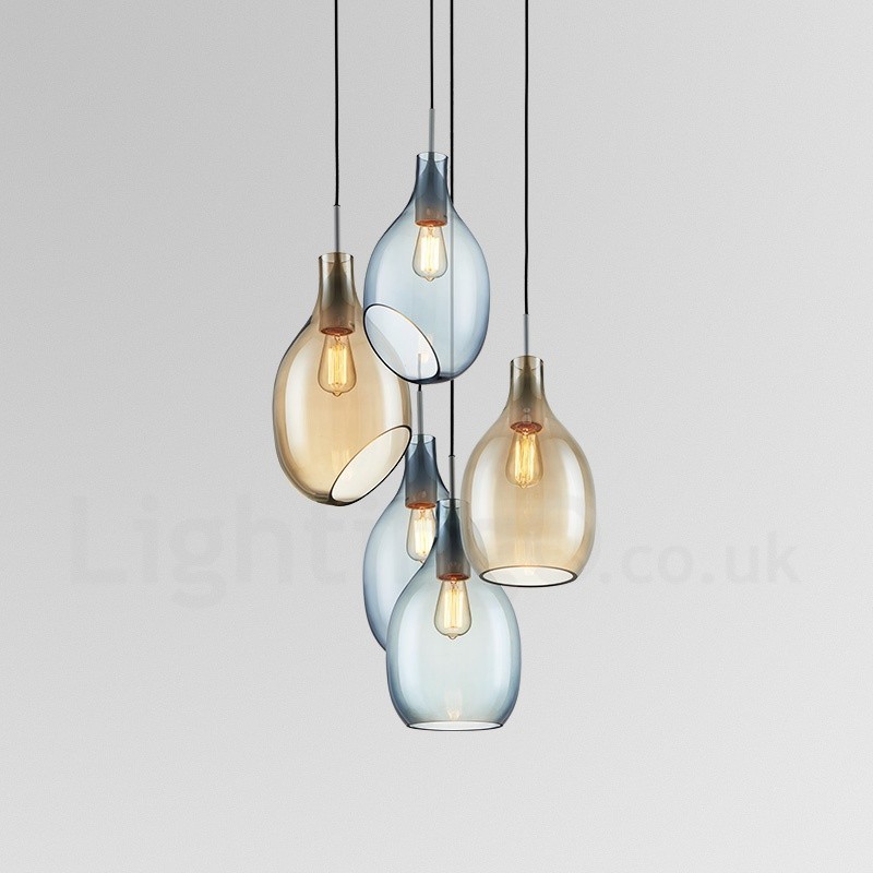Suspension contemporaine moderne à 1 lumière en verre avec abat-jour en verre