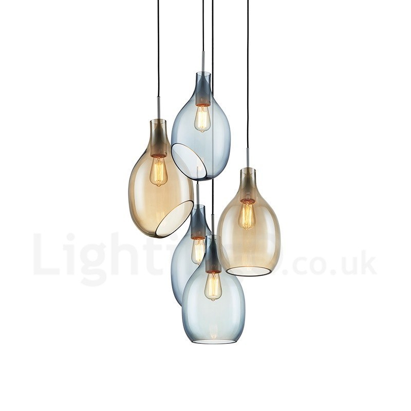 Suspension contemporaine moderne à 1 lumière en verre avec abat-jour en verre