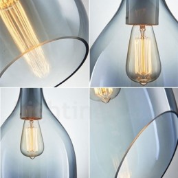 Suspension contemporaine moderne à 1 lumière en verre avec abat-jour en verre