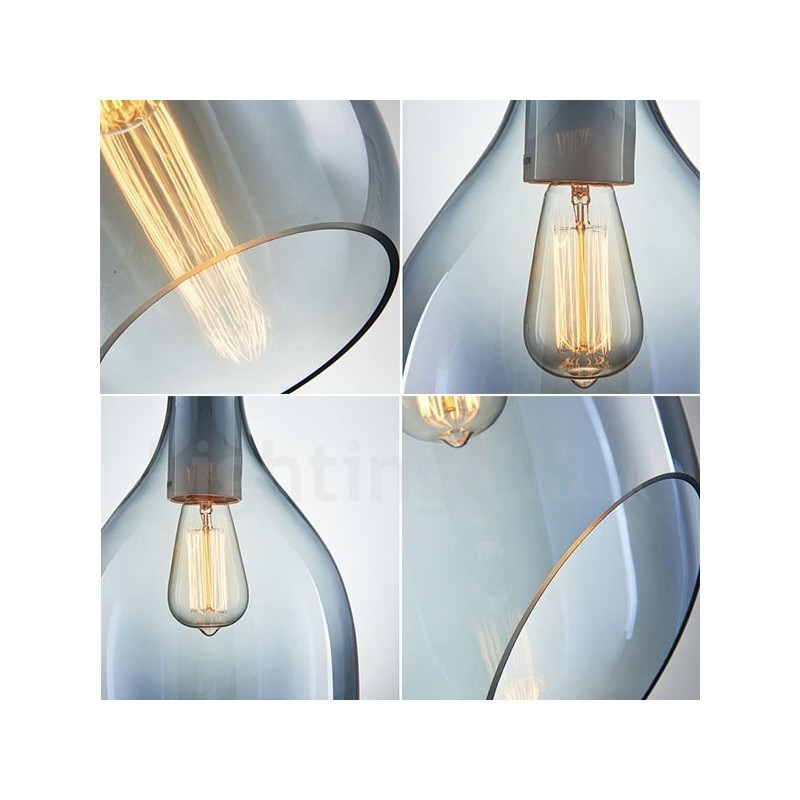 Suspension contemporaine moderne à 1 lumière en verre avec abat-jour en verre