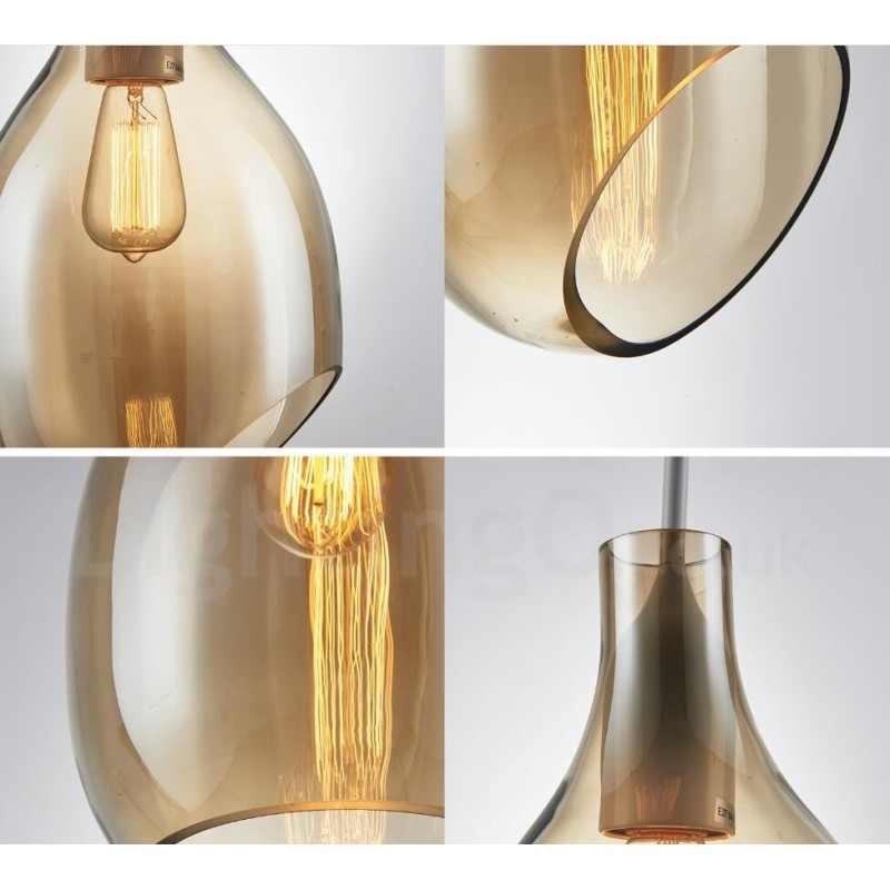 Suspension contemporaine moderne à 1 lumière en verre avec abat-jour en verre