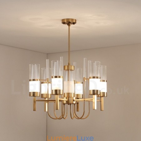 Lustre rustique contemporain moderne à 6 lumières en acier avec abat-jour en verre Lustre rustique contemporain moderne à 6 lumières en acier avec abat-jour en verre