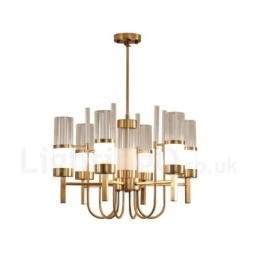 Lustre rustique contemporain moderne à 6 lumières en acier avec abat-jour en verre