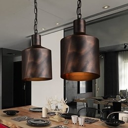 Lustre rustique en métal à tambour