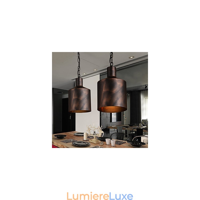 Lustre rustique en métal à tambour