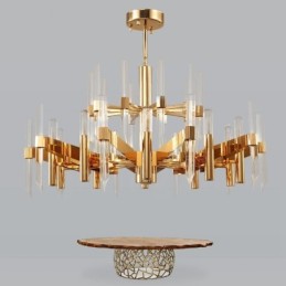 Lustre contemporain moderne en alliage d'aluminium à 18 lampes avec abat-jour en cristal