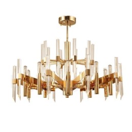 Lustre contemporain moderne en alliage d'aluminium à 18 lampes avec abat-jour en cristal