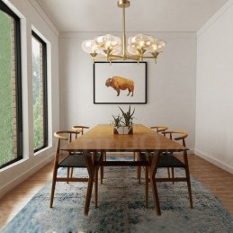 Lustre contemporain moderne en alliage d'aluminium à 6 lumières avec abat-jour en verre