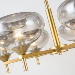 Lustre contemporain moderne en alliage d'aluminium à 6 lumières avec abat-jour en verre