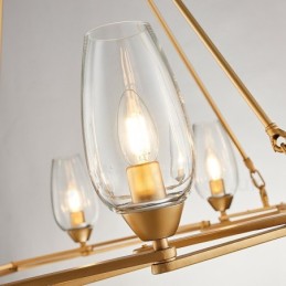 Suspension contemporaine moderne à 8 lampes en acier avec abat-jour en verre