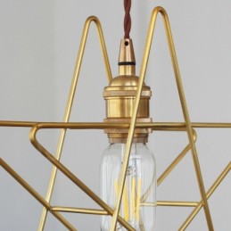 Suspension contemporaine moderne en laiton à 1 lumière avec abat-jour
