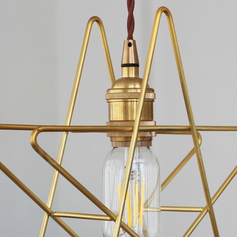 Suspension contemporaine moderne en laiton à 1 lumière avec abat-jour