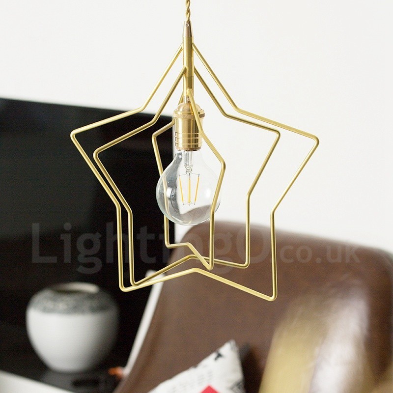 Suspension contemporaine moderne en laiton à 1 lumière avec abat-jour