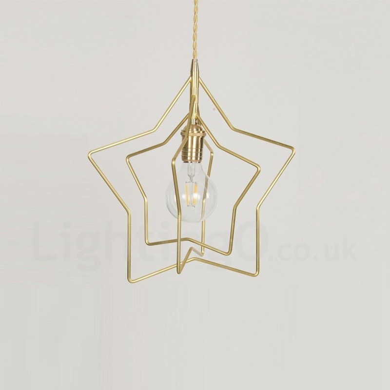Suspension contemporaine moderne en laiton à 1 lumière avec abat-jour
