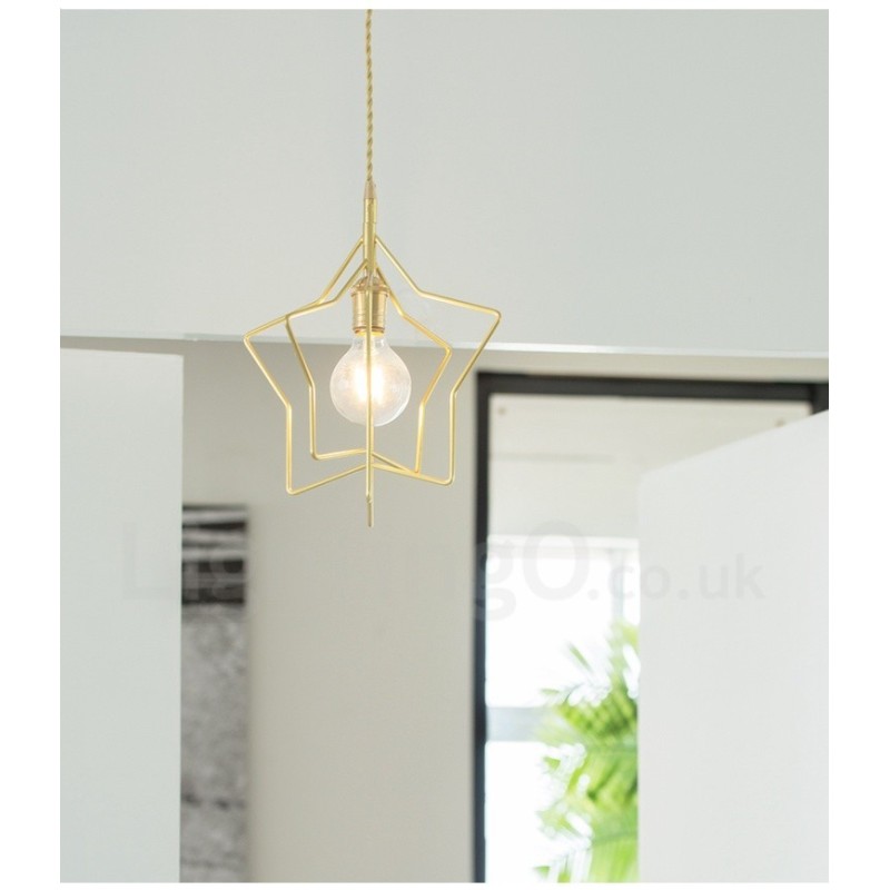 Suspension contemporaine moderne en laiton à 1 lumière avec abat-jour