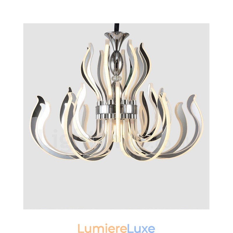 Lustre contemporain moderne en acrylique à 24 lumières avec abat-jour en acrylique