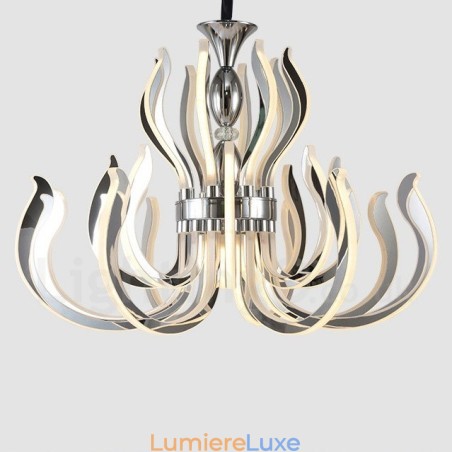 Lustre contemporain moderne en acrylique à 24 lumières avec abat-jour en acrylique Lustre contemporain moderne en acrylique à 24 lumières avec abat-jour en acrylique