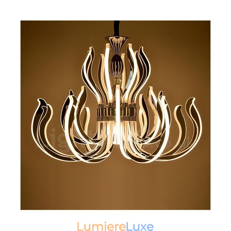 Lustre contemporain moderne en acrylique à 24 lumières avec abat-jour en acrylique