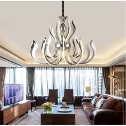 Lustre contemporain moderne en acrylique à 24 lumières avec abat-jour en acrylique