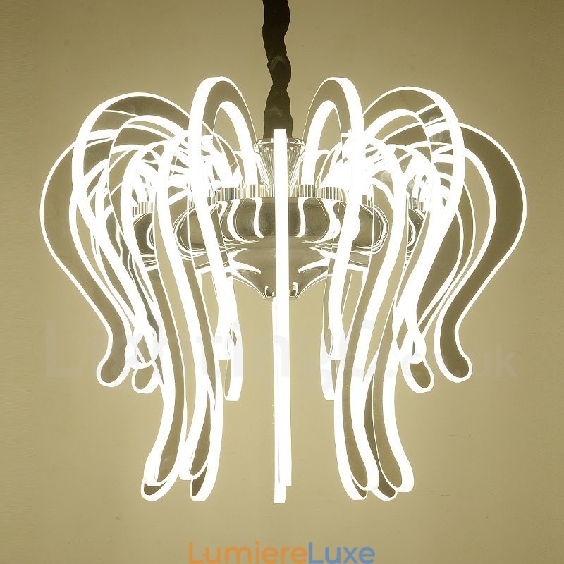 Lustre contemporain moderne en acier à 20 lumières avec abat-jour en acrylique