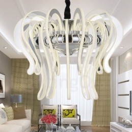 Lustre contemporain moderne en acier à 20 lumières avec abat-jour en acrylique