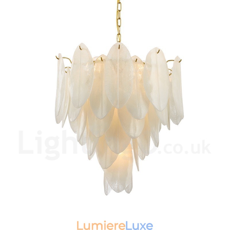 Suspension contemporaine moderne à 6 lampes en acier avec abat-jour en verre