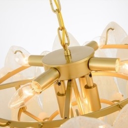 Suspension contemporaine moderne à 6 lampes en acier avec abat-jour en verre