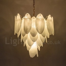 Suspension contemporaine moderne à 6 lampes en acier avec abat-jour en verre