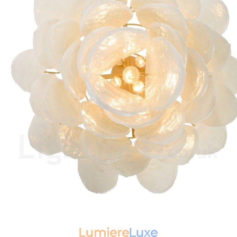 Suspension contemporaine moderne à 6 lampes en acier avec abat-jour en verre