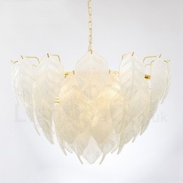 Suspension contemporaine moderne à 4 lampes en acier avec abat-jour en verre