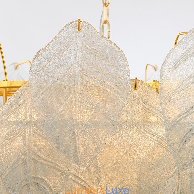 Suspension contemporaine moderne à 4 lampes en acier avec abat-jour en verre