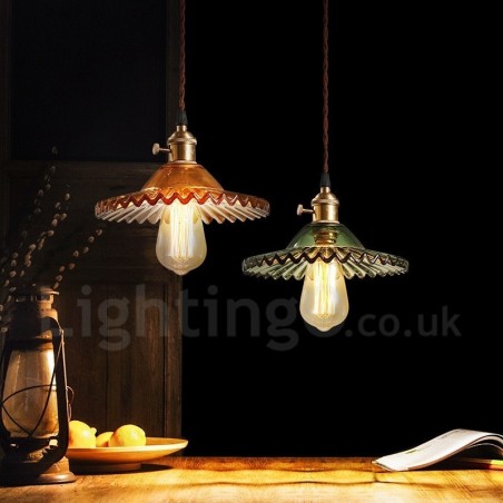 Suspension rétro rustique Lodge à 1 lumière en acier avec abat-jour en verre Suspension rétro rustique Lodge à 1 lumière en acier avec abat-jour en verre