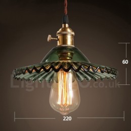 Suspension rétro rustique Lodge à 1 lumière en acier avec abat-jour en verre