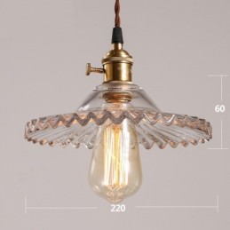 Suspension rétro rustique Lodge à 1 lumière en acier avec abat-jour en verre