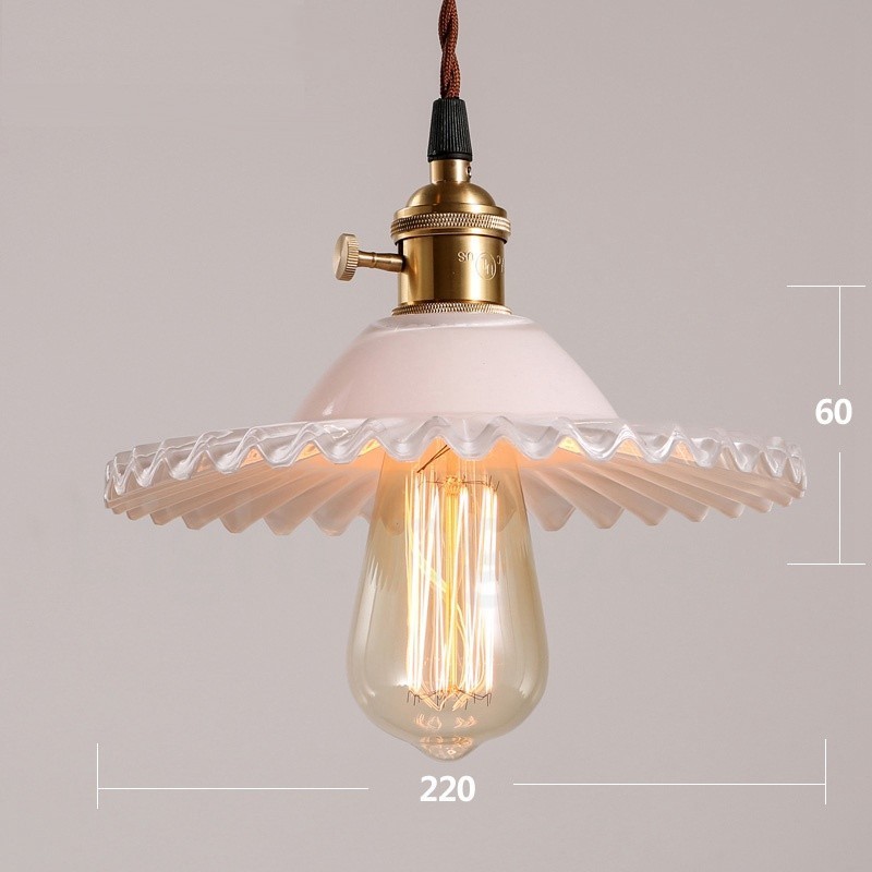 Suspension rétro rustique Lodge à 1 lumière en acier avec abat-jour en verre