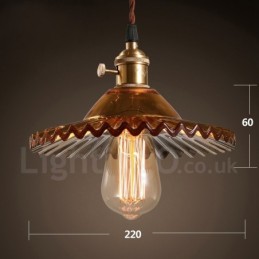 Suspension rétro rustique Lodge à 1 lumière en acier avec abat-jour en verre