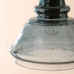 Suspension contemporaine moderne à 1 lumière en acier avec abat-jour en verre
