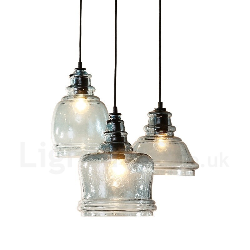 Suspension contemporaine moderne à 1 lumière en acier avec abat-jour en verre
