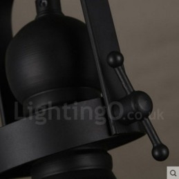 Suspension rétro en acier à 1 lumière avec abat-jour en verre