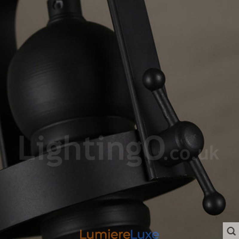 Suspension rétro en acier à 1 lumière avec abat-jour en verre