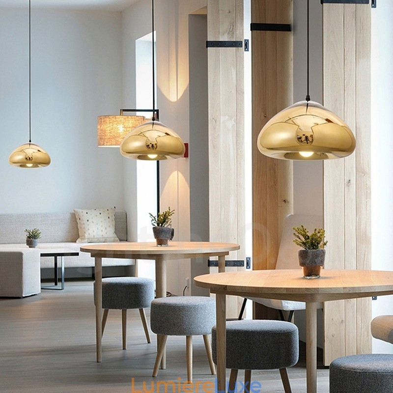 Suspension contemporaine moderne à 1 lumière en verre avec abat-jour en verre
