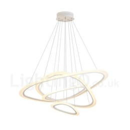 Suspension contemporaine moderne à 4 lampes en alliage d'aluminium avec abat-jour en acrylique et variateur d'intensité avec télécommande