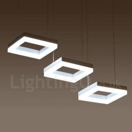 Suspension contemporaine moderne à 3 lampes en alliage d'aluminium avec abat-jour en acrylique