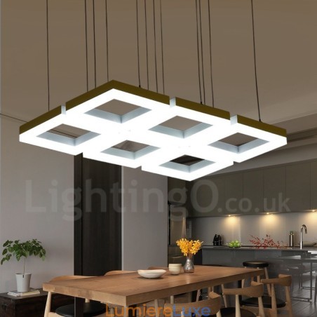 Suspension contemporaine moderne à 6 lampes en alliage d'aluminium avec abat-jour en acrylique Suspension contemporaine moderne à 6 lampes en alliage d'aluminium avec abat-jour en acrylique