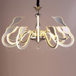 Lustre contemporain moderne à 12 lumières en acier à intensité variable avec abat-jour en acrylique