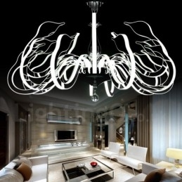 Lustre contemporain moderne à 15 lumières en acier à intensité variable avec abat-jour en acrylique