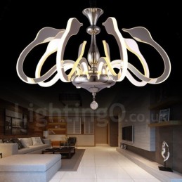 Lustre contemporain moderne à 8 lumières en acier à intensité variable avec abat-jour en acrylique